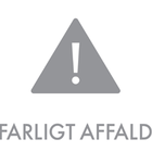 13301507 - Etiket til sortering af farlig affald, dansk tekst (grå, uden baggrund) 81x65 mm.