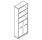 2617 + high plinth - Bookcase W800xD350xH2158 w/doors in A4+ B4, w/dividers behind doors