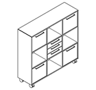 2338 + castors - Bookcase W1192xD350xH1102 w/doors in A1+C1,3 drw B2,f-draw A3+C3