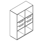 2331 incl. plinth - Bookcase W800xD350xH1102 w/2 drawers in A2+B2