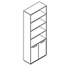 2613 incl. plinth - Bookcase W800xH350xD2158 w/doors in A5+B5, w/dividers behind doors