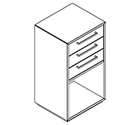 2212 incl. plinth - Bookcase W408xD350xH750 w/3 drawers in A1