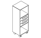 2312 + castors - Bookcase W408xD350xH1102 w/3 drawers in A2