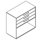 2243 incl. plinth - Cupboard W800xD400xH750 w/3 drawers in A1