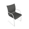 LOW-BACK ARMCHAIR w/CHROMED SLED BASE w/LINEAR PAD