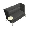 MEDIUM BACK 2-SEATS SOFA, WITH FEET AND REVOLVING TABLE, ONE-COLOURS