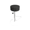 LOW STOOL ROUND WOODEN SEAT UPHOLSTERED W/ROUND CHROMED BASE (GP)