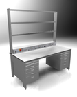 Sample table L (1800x900mm, 2 base cabinets, energy channel, 3-fold frame)