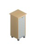 Mobile personal storage unit - 2 shelves, 1 registration pull-out