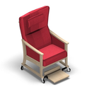 2799 - SALINA High-backed chair with wheels, stepless adj., closed sidewall, with handle, footrest