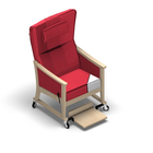 2800 - SALINA High-backed chair with wheels, stepless adj., closed sidewall, with handle, footrest with removable seat cover