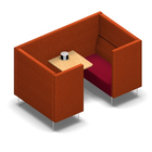 2493 - Pivot Cave 2 psc of 2 seaters with Connection wall with high armrests with table