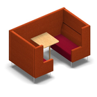 2488 - Pivot Cave 2 psc of 2 seaters with Connection wall with L form armrests with table