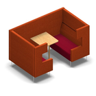 2489 - Pivot Cave 2 psc of 2 seaters with Connection wall with C form armrests with table