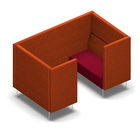 2487 - Pivot Cave 2 psc of 2 seaters with Connection wall with high armrests