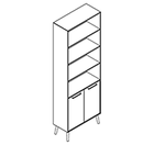 2613 + legs - Bookcase W800xH350xD2158 w/doors in A5+B5, w/dividers behind doors