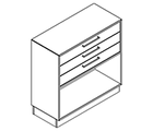 2228 + high plinth - Bookcase W800xD350xH750 w/3 drawers in A1