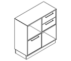 2231 + high plinth - Bookcase W800xD350xH750 w/filing drw. in  A2+2 drw. in B1