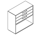2228 incl. plinth - Bookcase W800xD350xH750 w/3 drawers in A1