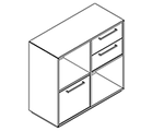 2231 incl. plinth - Bookcase W800xD350xH750 w/filing drw. in  A2+2 drw. in B1