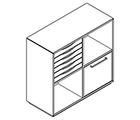 2232 incl. plinth - Bookcase W800xD350xH750 w/6-drw in A1+door in B2