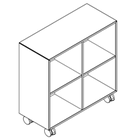 2202 + castors - Bookcase W800xD350xH750 w/divider