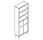 2617 + legs - Bookcase W800xD350xH2158 w/doors in A4+ B4, w/dividers behind doors