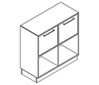 2224 + high plinth - Bookcase W800xD350xH750 w/doors in A1+B1