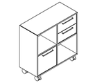 2231 + castors - Bookcase W800xD350xH750 w/filing drw. in  A2+2 drw. in B1