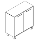 2220 + castors - Bookcase W800xD350xH750 w/doors in A1+B1, without divider