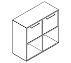2224 incl. plinth - Bookcase W800xD350xH750 w/doors in A1+B1