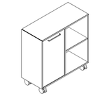 2223 + castors - Bookcase W800xD350xH750 w/door, left in A1