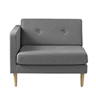 L42 - Left Corner - Grey Camden - Wooden Legs