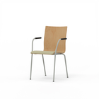 Ray 4-legged wooden craddle seat upholstered with armrest