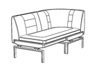 Gabo modular 2 seater corner 90 degreed right without hood - steel