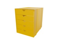 USM Inos contenedor cajones con 5 cajones, amarillo oro RAL 1004