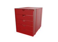 USM Inos boîte à tiroirs avec 5 tiroirs, rouge rubis USM