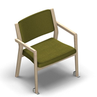 4528 - Zeta max dining chair solid wood with upholstered back with wheels, birch