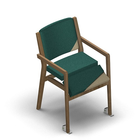 4565 - Zeta multi dining chair solid wood with upholstered back with removable seat and back covers with wheels, oak
