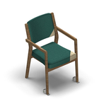 4551 - Zeta dining chair solid wood with upholstered back with wheels with removable seat and back covers, oak