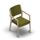 4500 - Zeta dining chair solid wood with upholstered back with wheels, birch