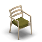 4497 - Zeta dining chair solid wood, back with ribs, with armrests with removable seat cover, birch