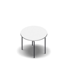 3446 - PIVOT table with single pipe leg ø65 cm, white hpl