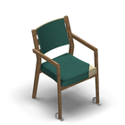 4555 - Zeta dining chair solid wood, back with ribs and cushion, with removable seat cover, with wheels, oak