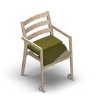 4518 - Zeta multi dining chair solid wood, back with ribs with removable seat cover with wheels, birch