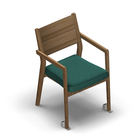 4641 - Zeta dining chair solid wood with veneer back with wheels, oak