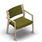 4533 - Zeta max dining chair shaped wood, back with ribs with wheels, birch