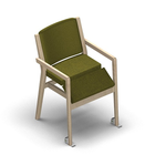 4514 - Zeta multi dining chair solid wood with upholstered back with wheels, birch