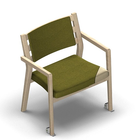 4534 - Zeta max dining chair shaped wood, back with ribs and cushion, with wheels, with removable seat cover, birch