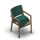 4564 - Zeta multi dining chair solid wood with upholstered back with removable seat cover with wheels, oak